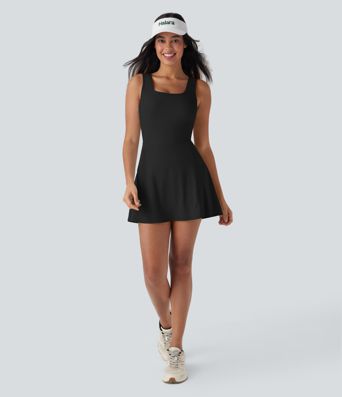 SoftlyZero™ Airy U Neck 2-in-1 Pocket Mini Cool Touch Dance Active Dress-Easy Peezy