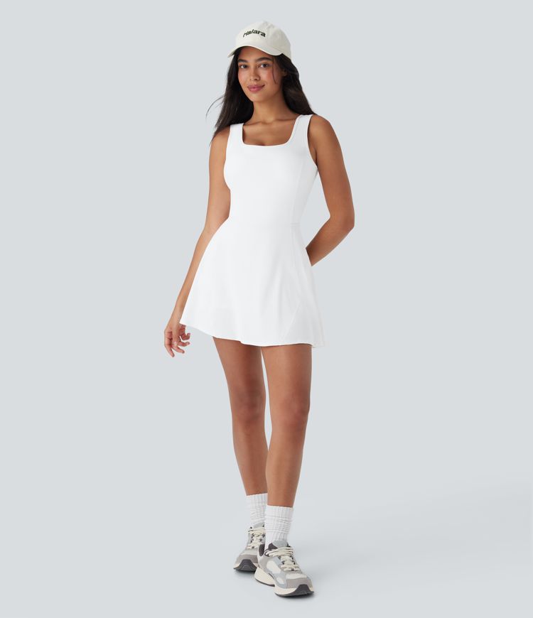 SoftlyZero™ Airy U Neck 2-in-1 Pocket Mini Cool Touch Dance Active Dress-Easy Peezy