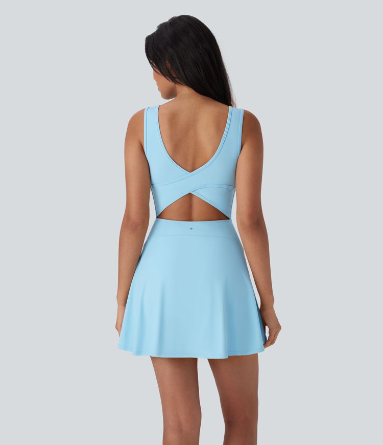 SoftlyZero™ Airy U Neck 2-in-1 Pocket Mini Cool Touch Dance Active Dress-Easy Peezy