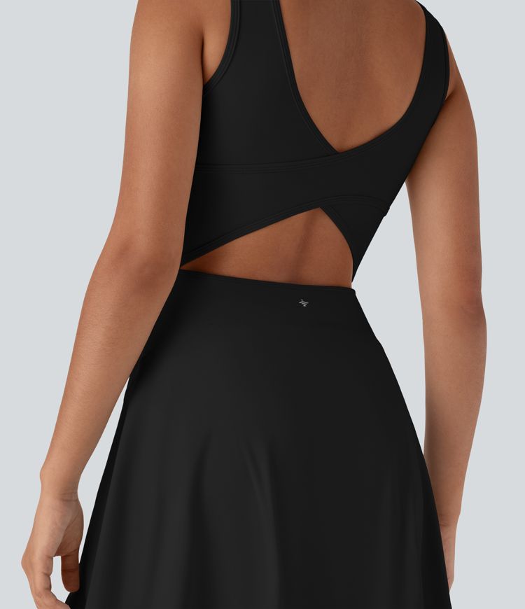 SoftlyZero™ Airy U Neck 2-in-1 Pocket Mini Cool Touch Dance Active Dress-Easy Peezy