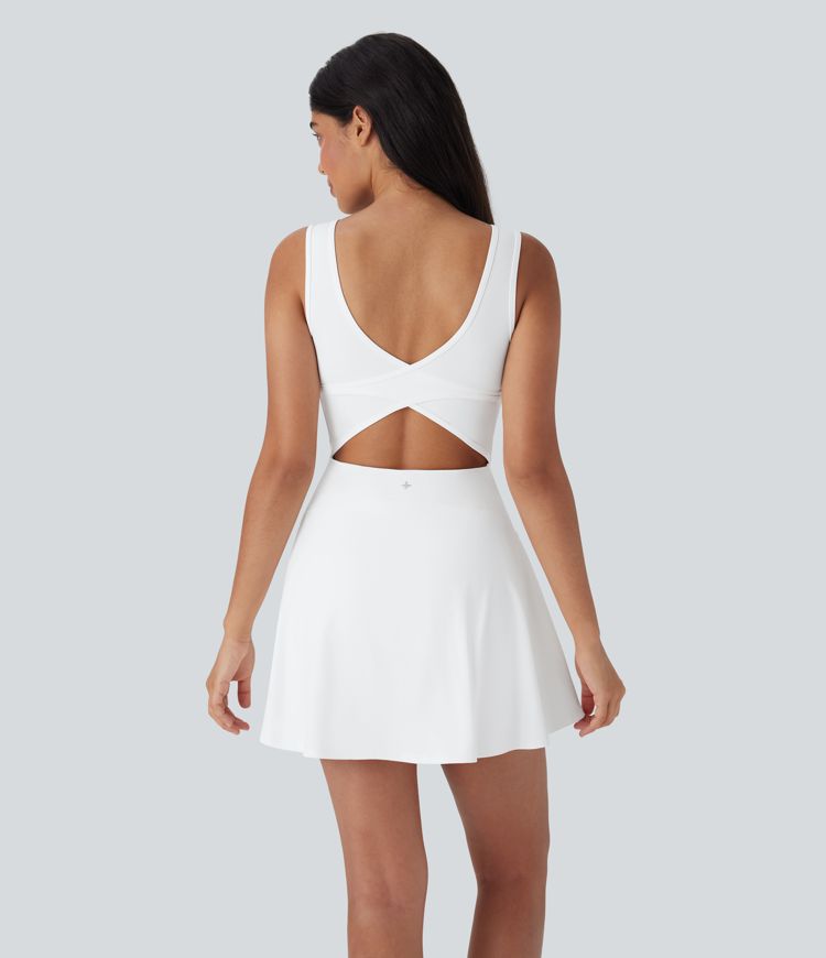 SoftlyZero™ Airy U Neck 2-in-1 Pocket Mini Cool Touch Dance Active Dress-Easy Peezy
