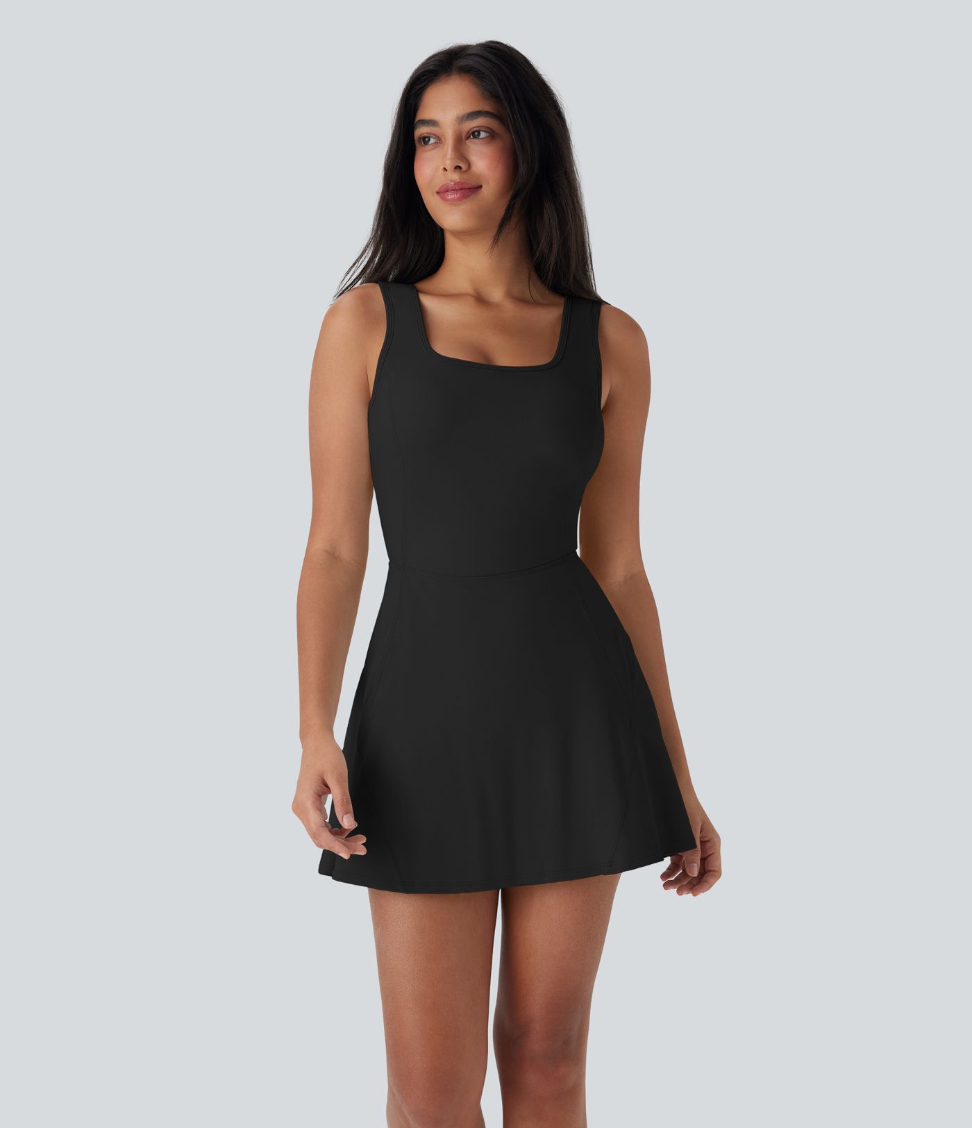 SoftlyZero™ Airy U Neck 2-in-1 Pocket Mini Cool Touch Dance Active Dress-Easy Peezy