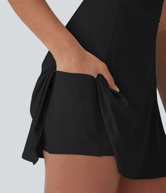 SoftlyZero™ Airy U Neck 2-in-1 Pocket Mini Cool Touch Dance Active Dress-Easy Peezy