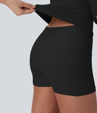 SoftlyZero™ Airy U Neck 2-in-1 Pocket Mini Cool Touch Dance Active Dress-Easy Peezy