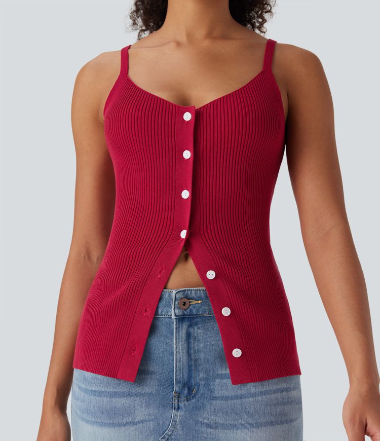 Front Casual Sweater Knit Tank Top