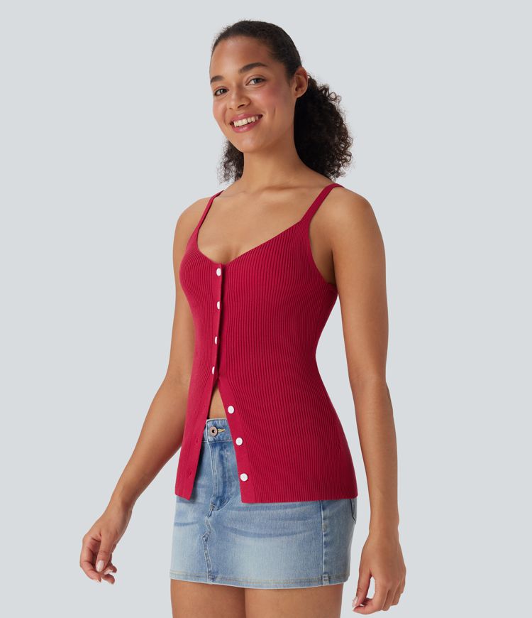 Front Casual Sweater Knit Tank Top