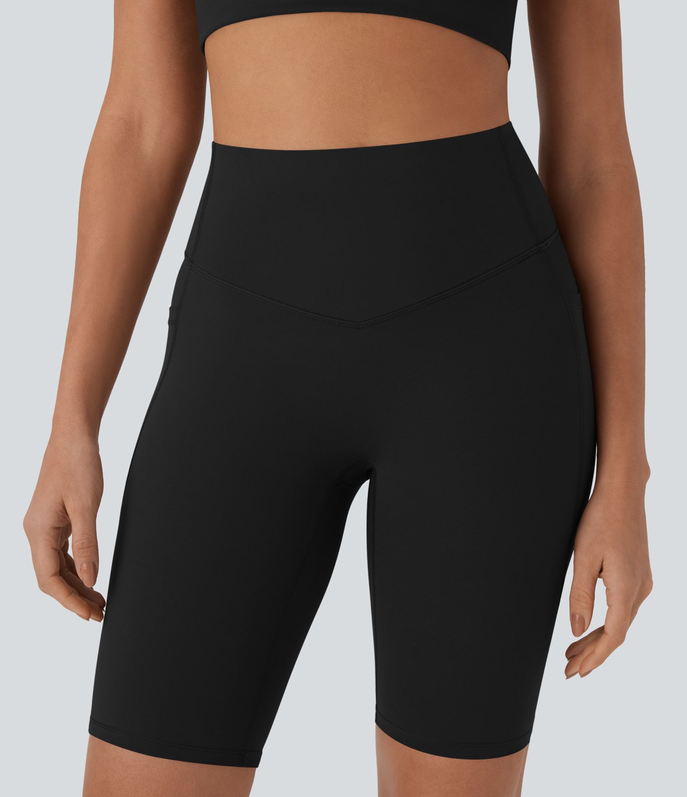 Halara UltraSculpt™ SoCinched Short de Cycliste Taille Haute avec Contrôle du Ventre et Poches, 9 pouces