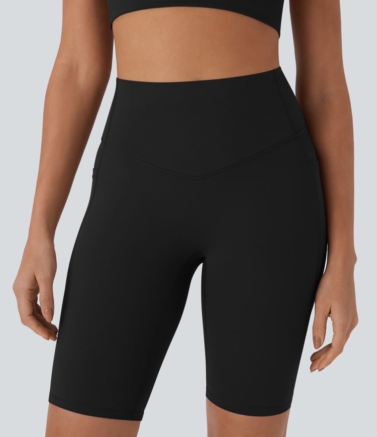 Halara UltraSculpt™ SoCinched Short de Cycliste Taille Haute avec Contrôle du Ventre et Poches, 9 pouces