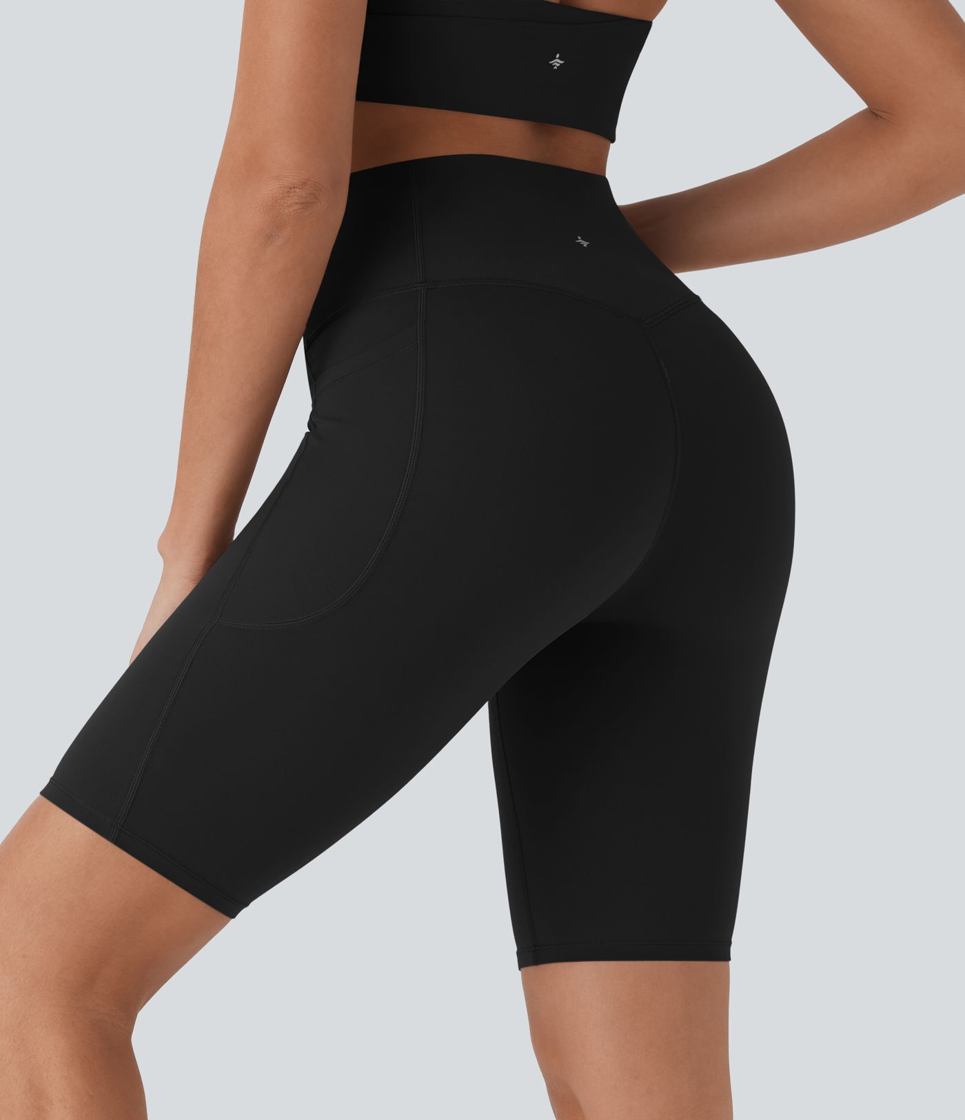 Halara UltraSculpt™ SoCinched Short de Cycliste Taille Haute avec Contrôle du Ventre et Poches, 9 pouces