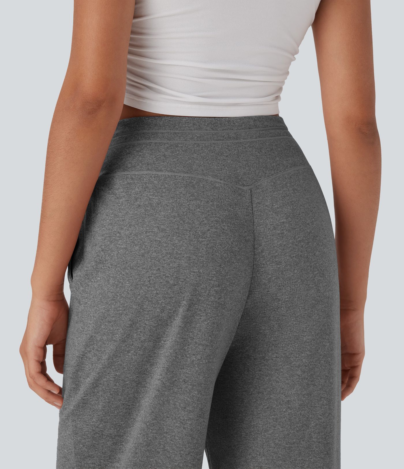 Hochgeschnittene Kordelzug-Hose mit weitem Bein und Taschen für Freizeit