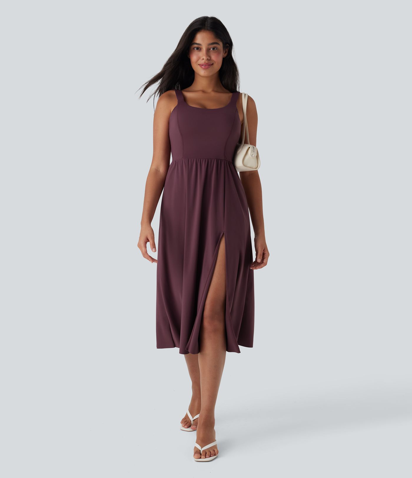 Vestido casual midi SoftlyZero™ Airy con relleno, tacto fresco y bolsillos en copas D-F