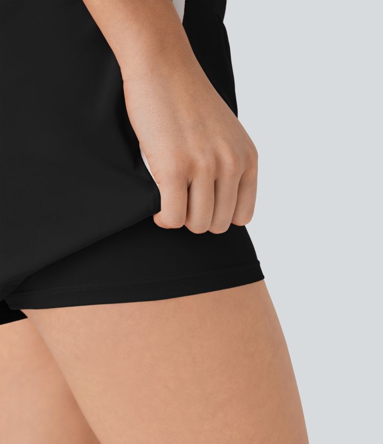 SoftlyZero™ QuickDry Super High Waisted Tummy Control 2-in-1 Color Block Yoga Shorts 3'' with Pockets