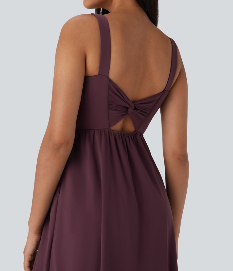 SoftlyZero™ Airy Padded  Midi Casual Dress with Pockets D-F Cups