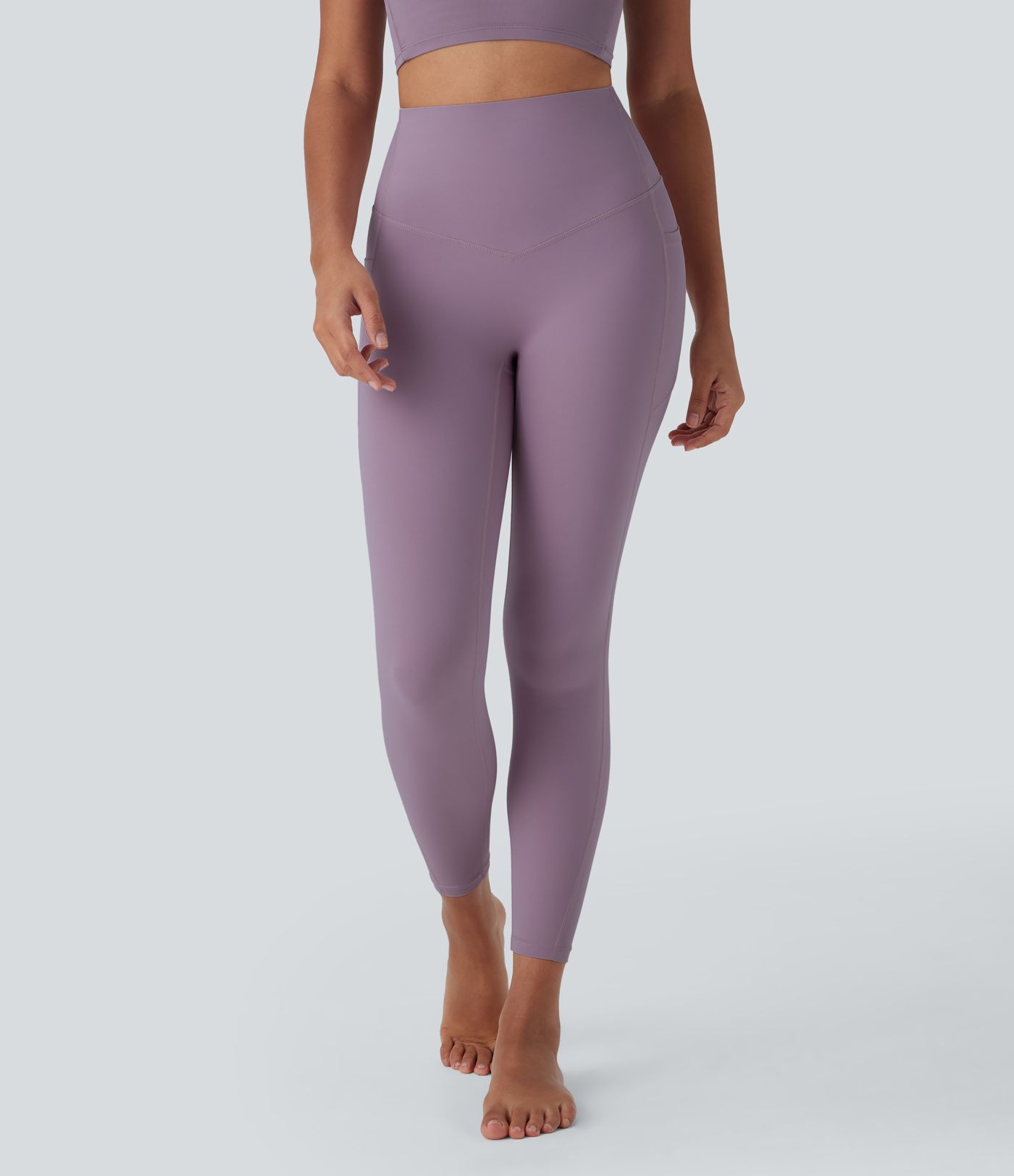 Leggings de yoga moldeadores Halara UltraSculpt™ Refrescante de secado rápido con tiro alto efecto reductor de abdomen y bolsillos - UPF 50+