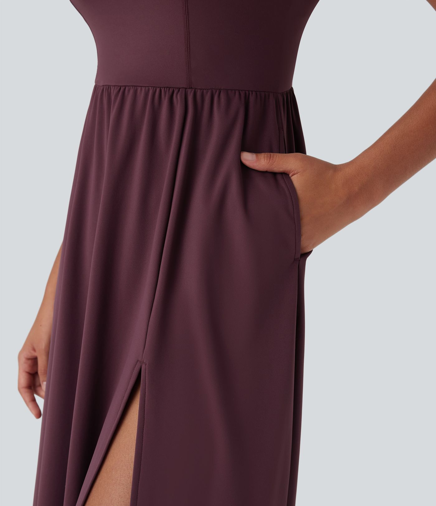 Vestido casual midi SoftlyZero™ Airy con relleno, tacto fresco y bolsillos en copas D-F