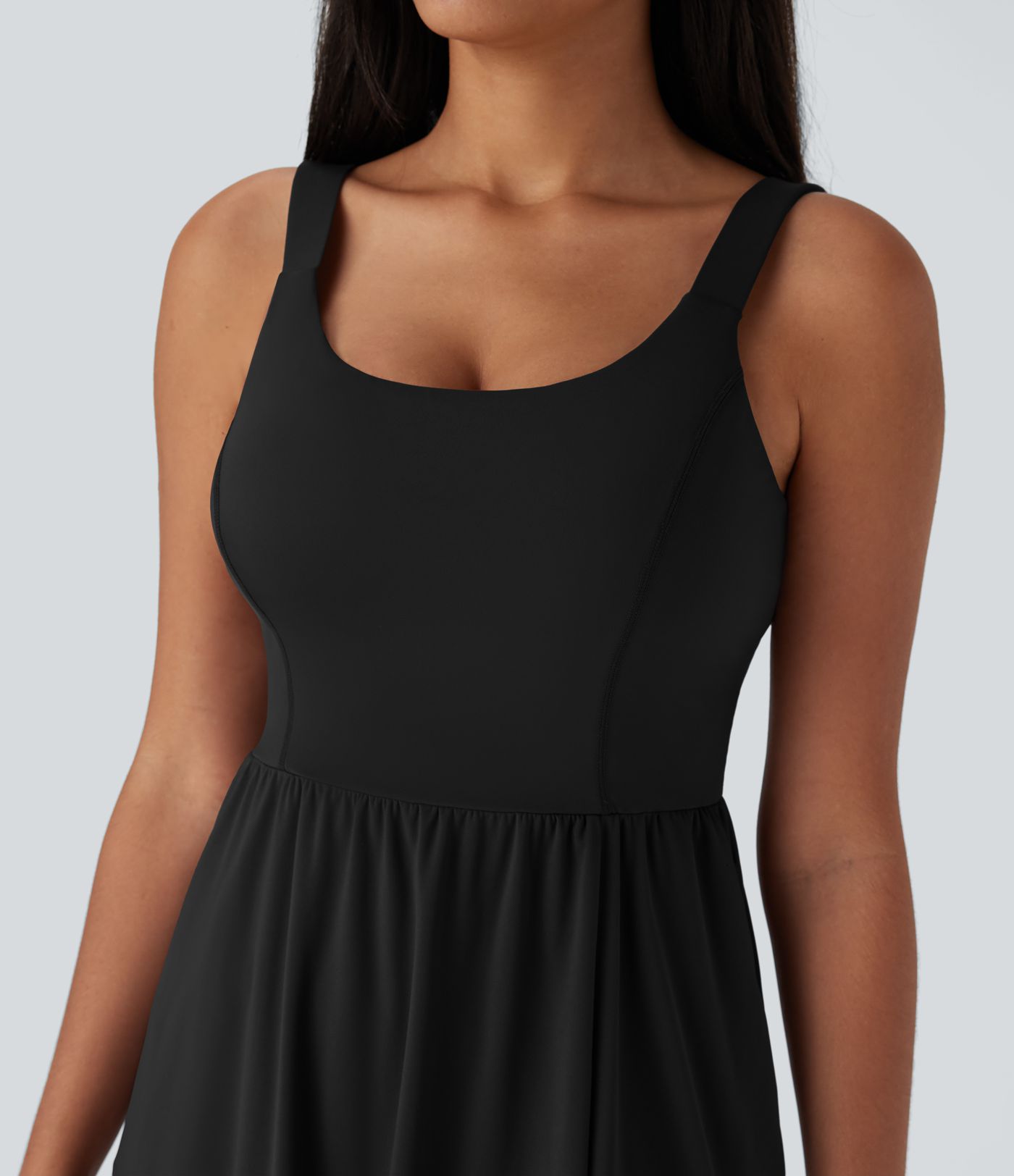 SoftlyZero™ Airy Padded Cool Touch Women Long Midi Casual Dress with Pockets D-F Cups