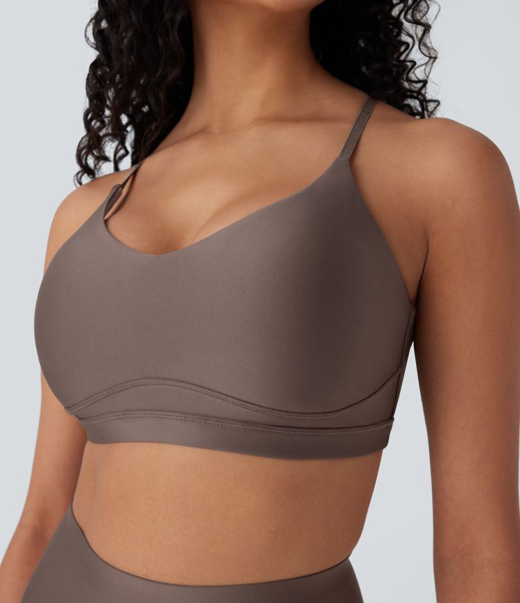 Low Support Cut Out Sheen Yoga Sports Bra A-C Cups