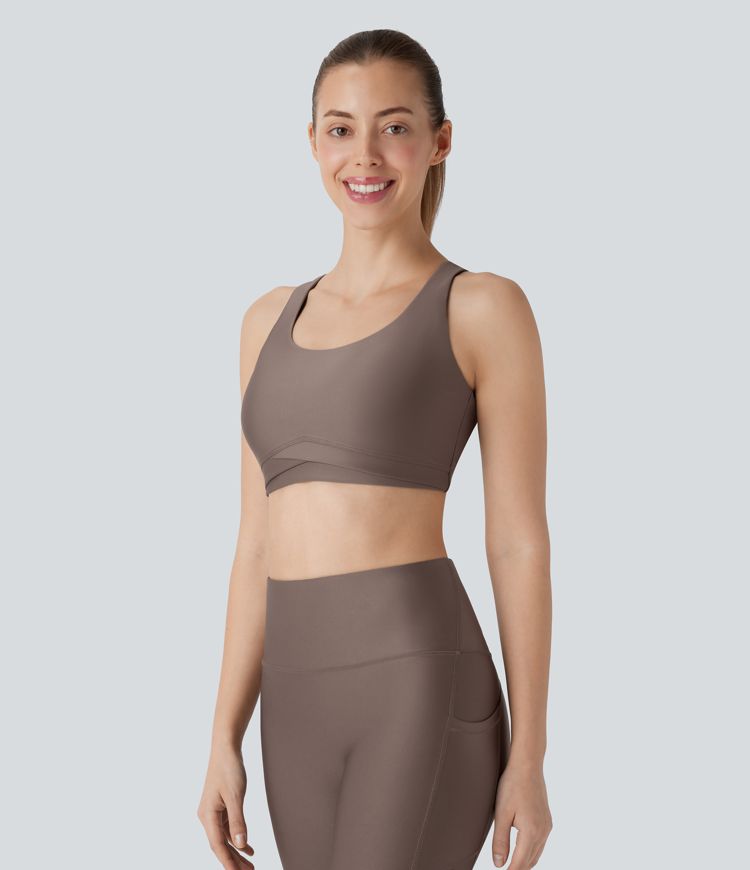 Medium Support Adjustable Hook Sheen Workout Sports Bra