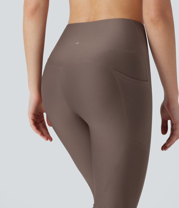 High Waisted Pocket Sheen Workout Leggings