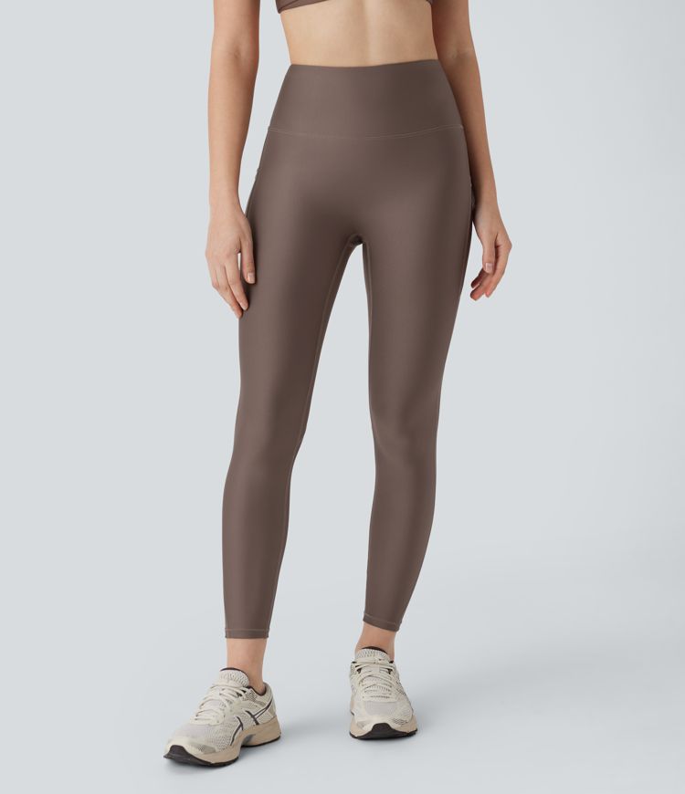 High Waisted Pocket Sheen Workout Leggings