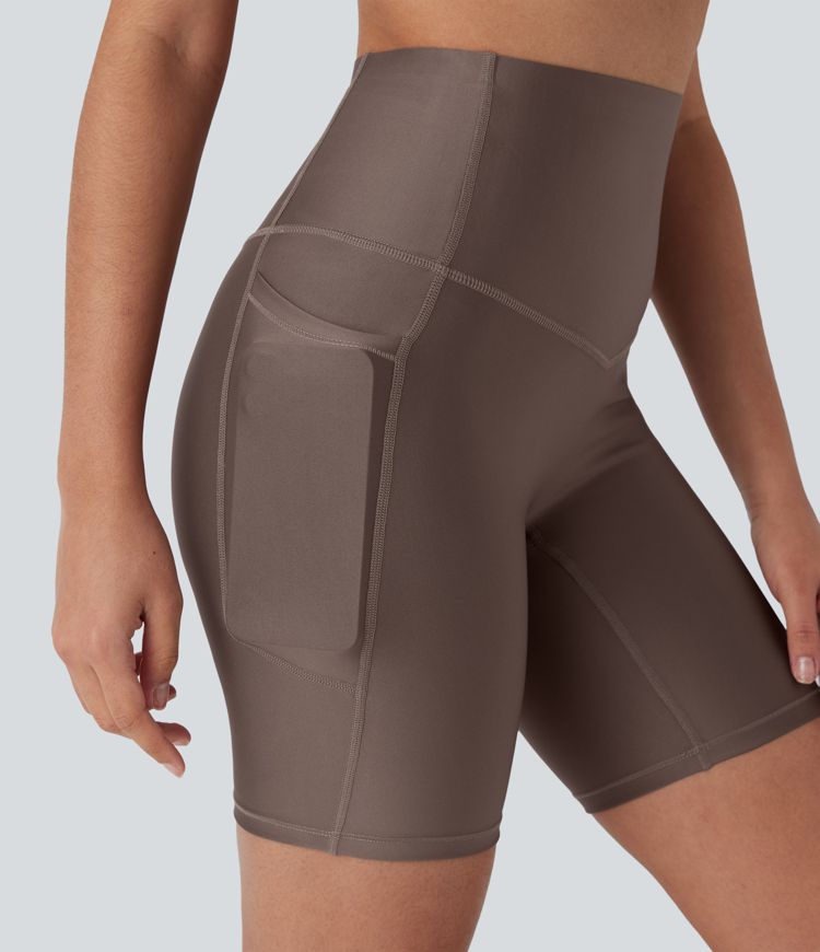 Workout-Shorts mit hohem Bund, Tasche und Bauchkontrolle - 17,8 cm