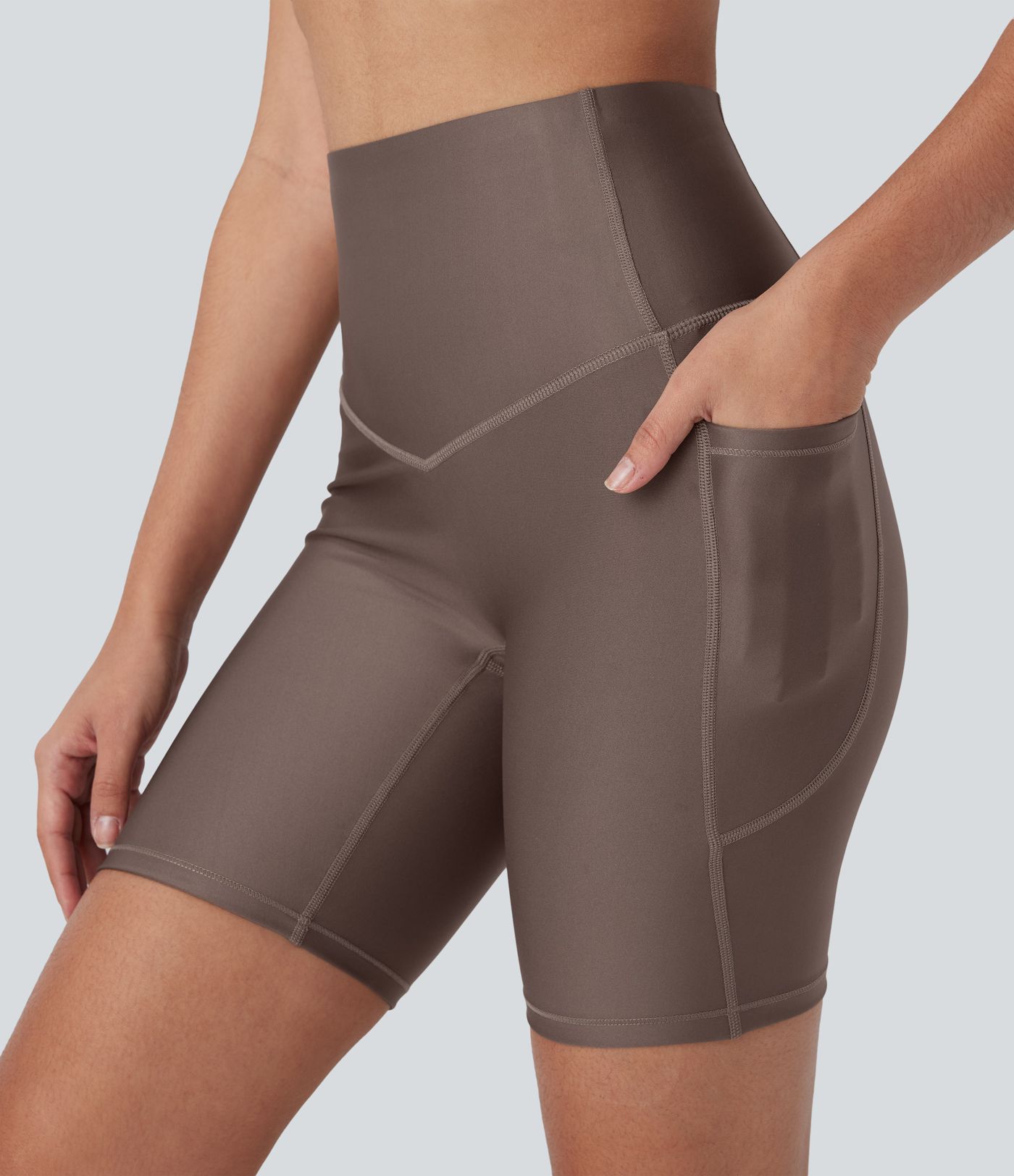 Workout-Shorts mit hohem Bund, Tasche und Bauchkontrolle - 17,8 cm