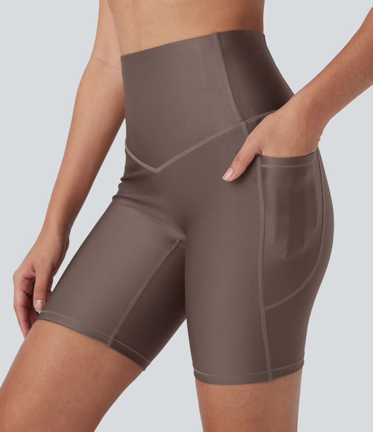 Workout-Shorts mit hohem Bund, Tasche und Bauchkontrolle - 17,8 cm