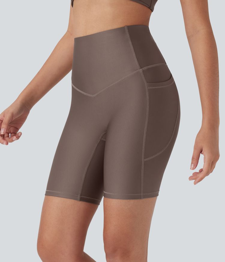 Workout-Shorts mit hohem Bund, Tasche und Bauchkontrolle - 17,8 cm