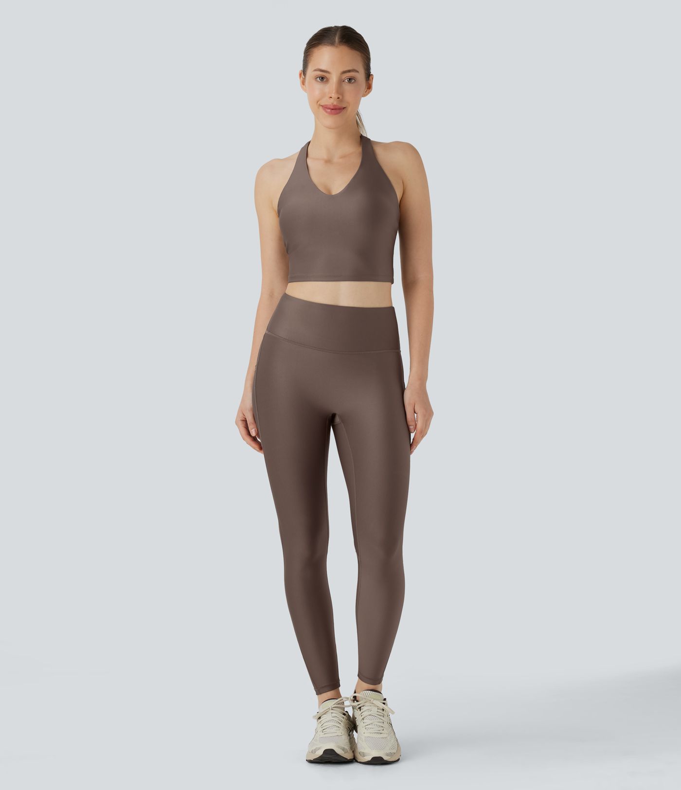 Neckholder Skinny Crop Glanz Workout Tanktop