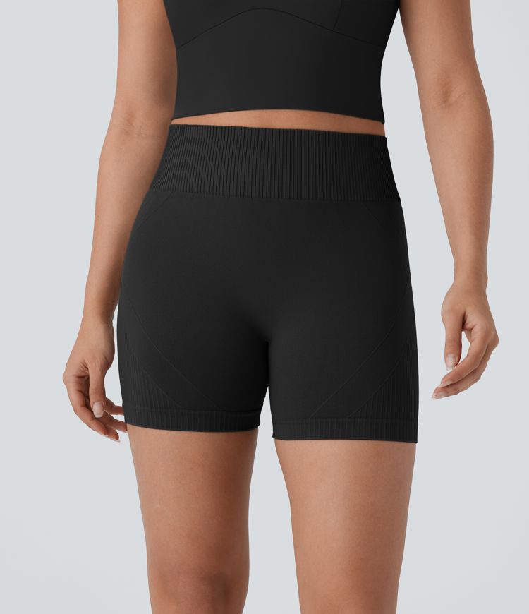 Seamless Flow High Waisted Ruched Yoga Biker Shorts 4''