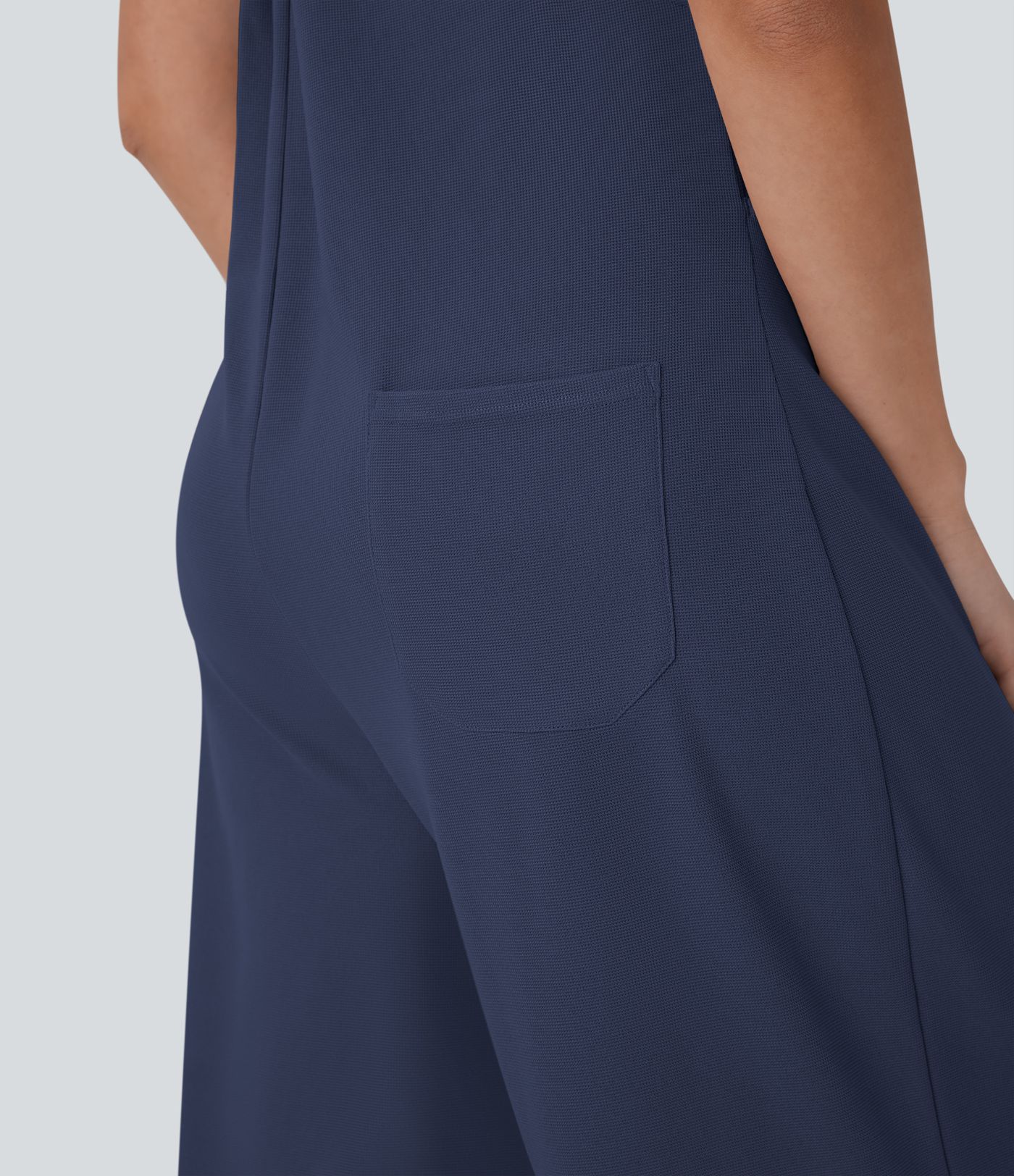 Pockets Capri Waffle Casual Overalls