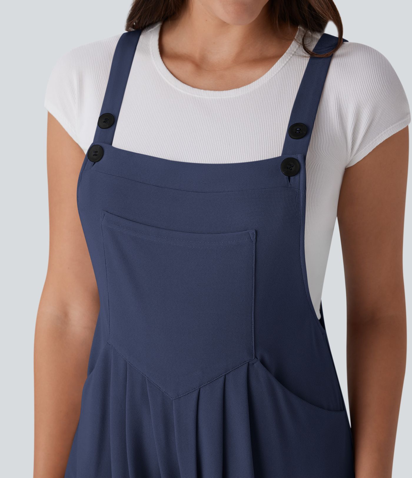 Pockets Capri Waffle Casual Overalls