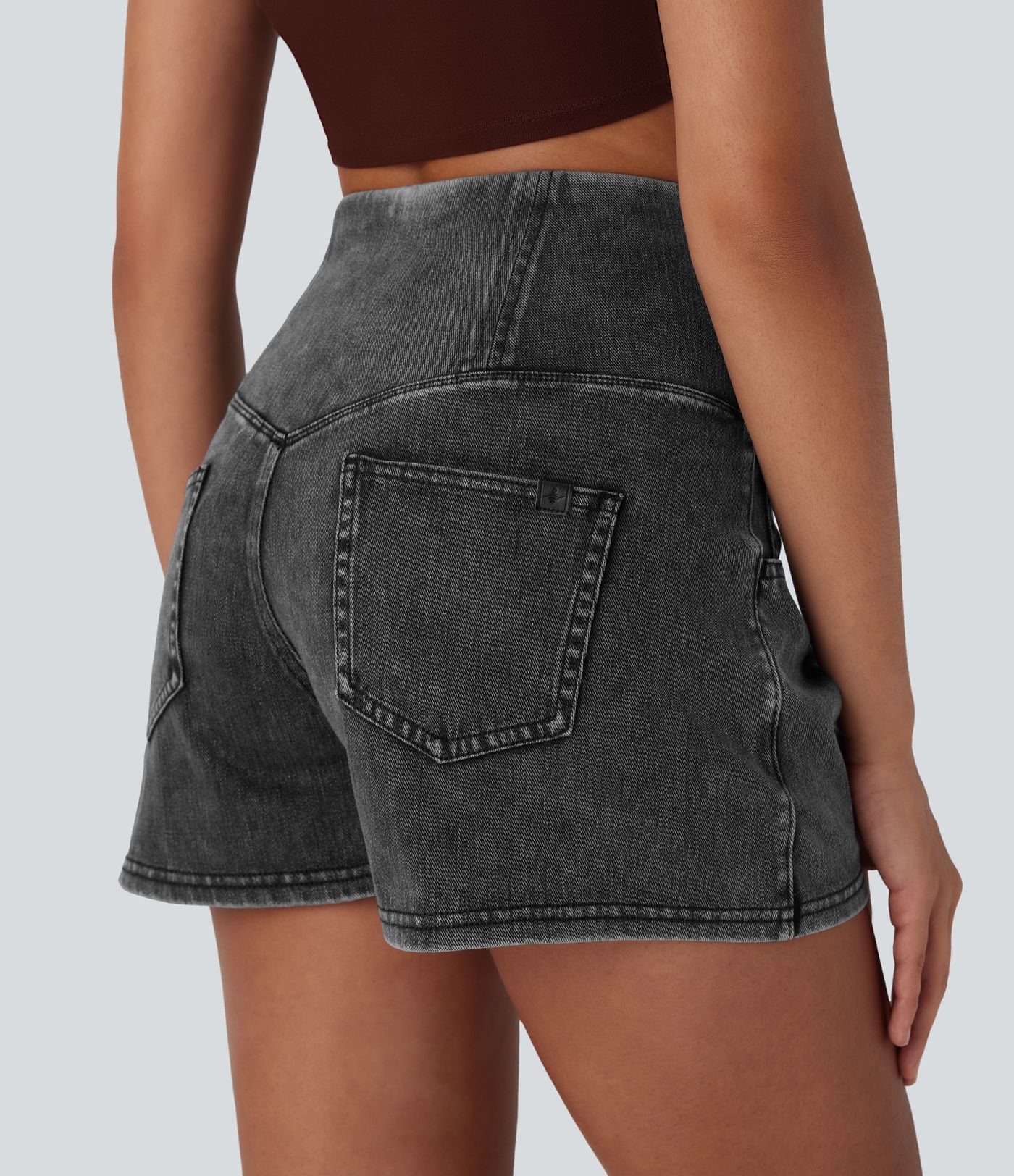 Halara Flex™ High Waisted Tummy Control Denim Casual Shorts 3'' with Pockets
