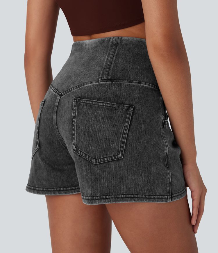 Halara Flex™ High Waisted Tummy Control Denim Casual Shorts 3'' with Pockets