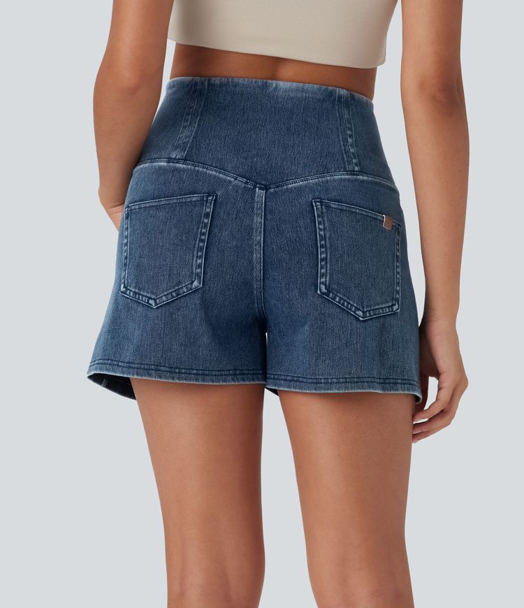 Halara Flex™ High Waisted Tummy Control Denim Casual Shorts 3'' with Pockets