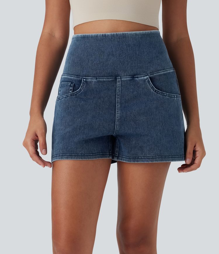 Halara Flex™ High Waisted Tummy Control Denim Casual Shorts 3'' with Pockets