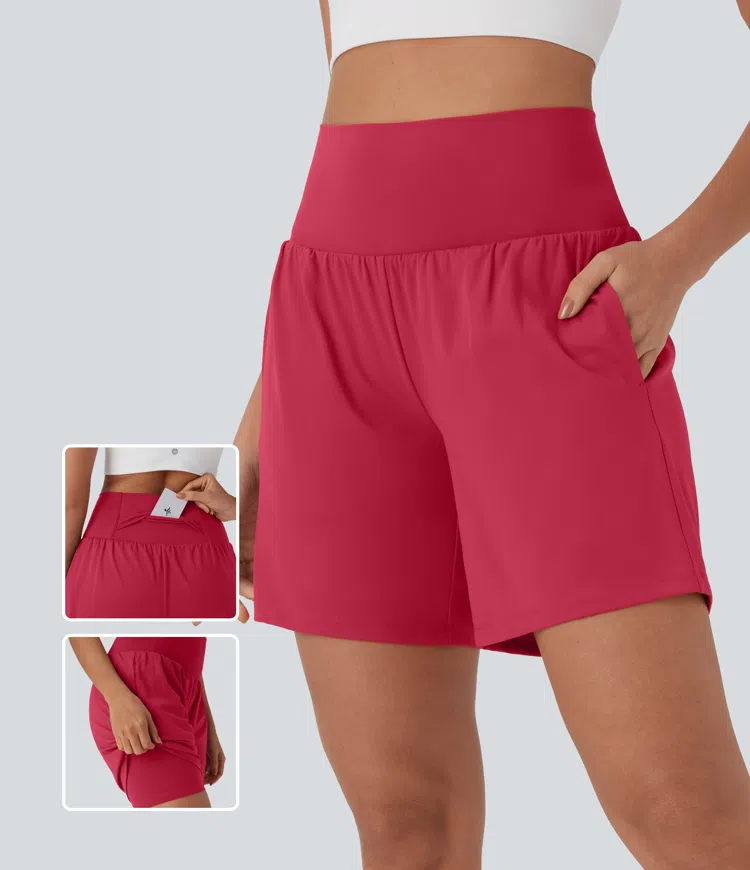 Pantalones cortos de yoga Softlyzero™ Airy  2 en 1 de 17.5cm de tiro alto con tacto fresco y bolsillos