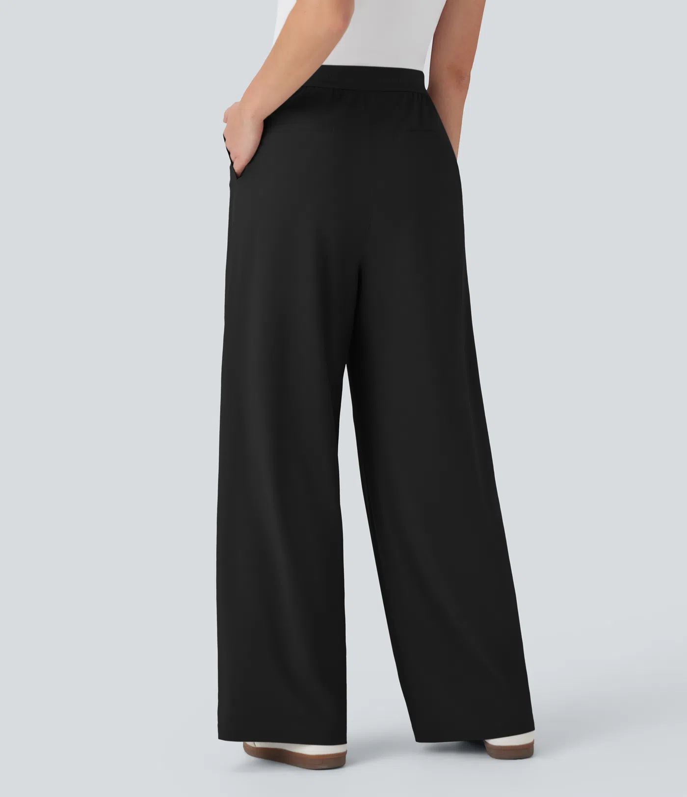 Breezeful™ High Waisted Wide Leg Quick Dry Work Pants with Side Pockets