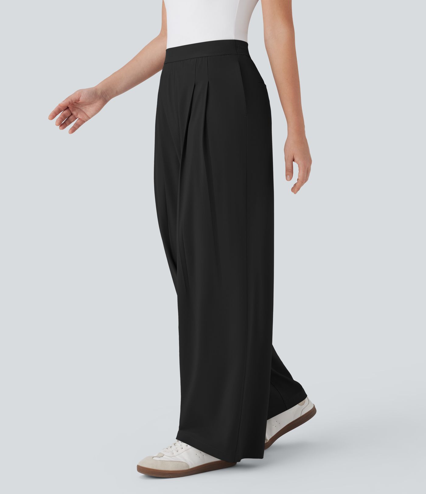 Breezeful™ High Waisted Wide Leg Quick Dry Work Pants with Pockets