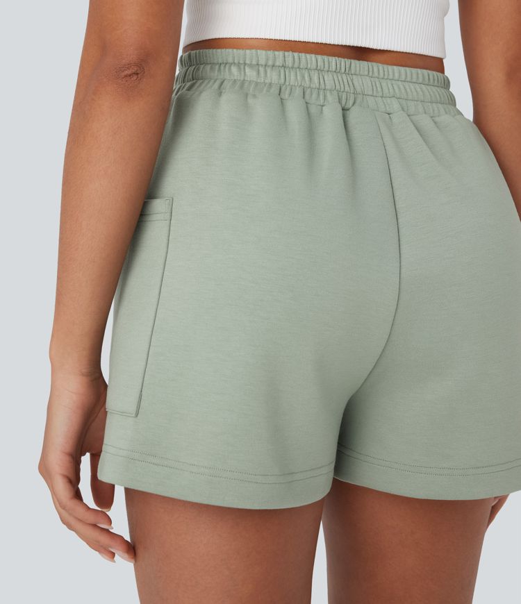 High Waisted Drawstring Casual Shorts with Side Pockets