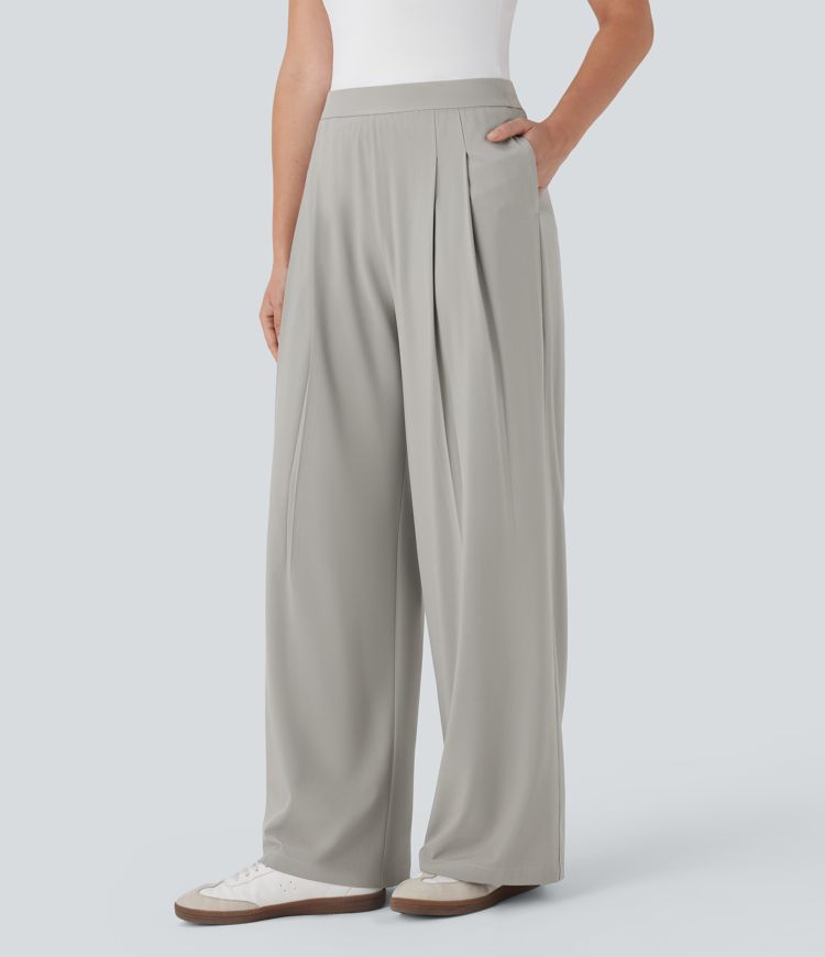 Breezeful™ High Waisted Wide Leg Quick Dry Work Pants with Side Pockets
