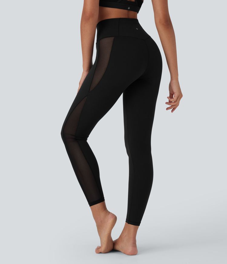 Softlyzero™ - Crossover-Yoga-Leggings mit hohem Bund, Bundtasche und kontrastierendem Netzstoff - UPF50+