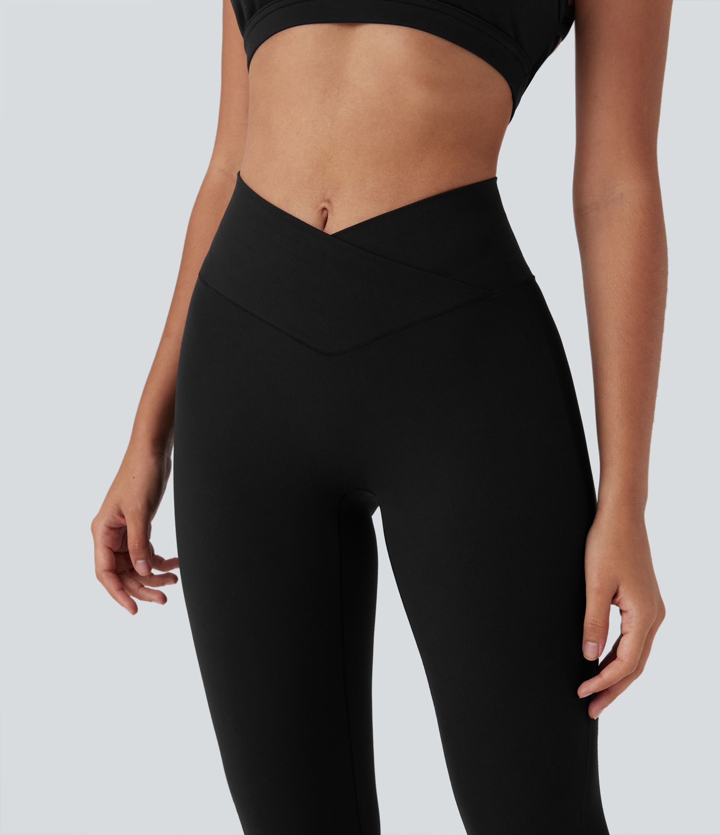 SoftlyZero™ Crossover High Waisted Contrast Mesh Yoga Leggings with Pocket-UPF50+