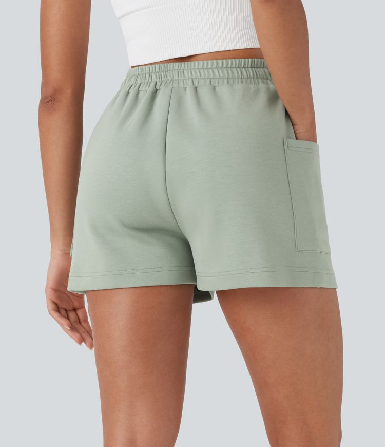 High Waisted Drawstring Casual Shorts with Side Pockets