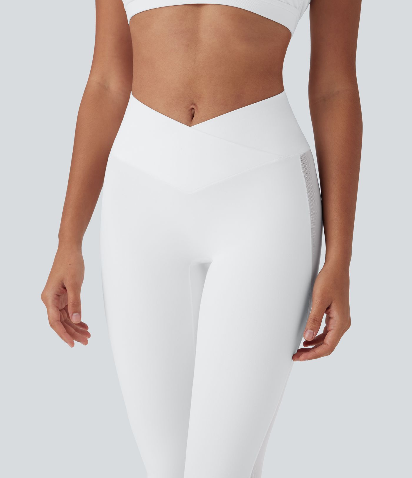SoftlyZero™ Crossover High Waisted Contrast Mesh Yoga Leggings with Pocket-UPF50+