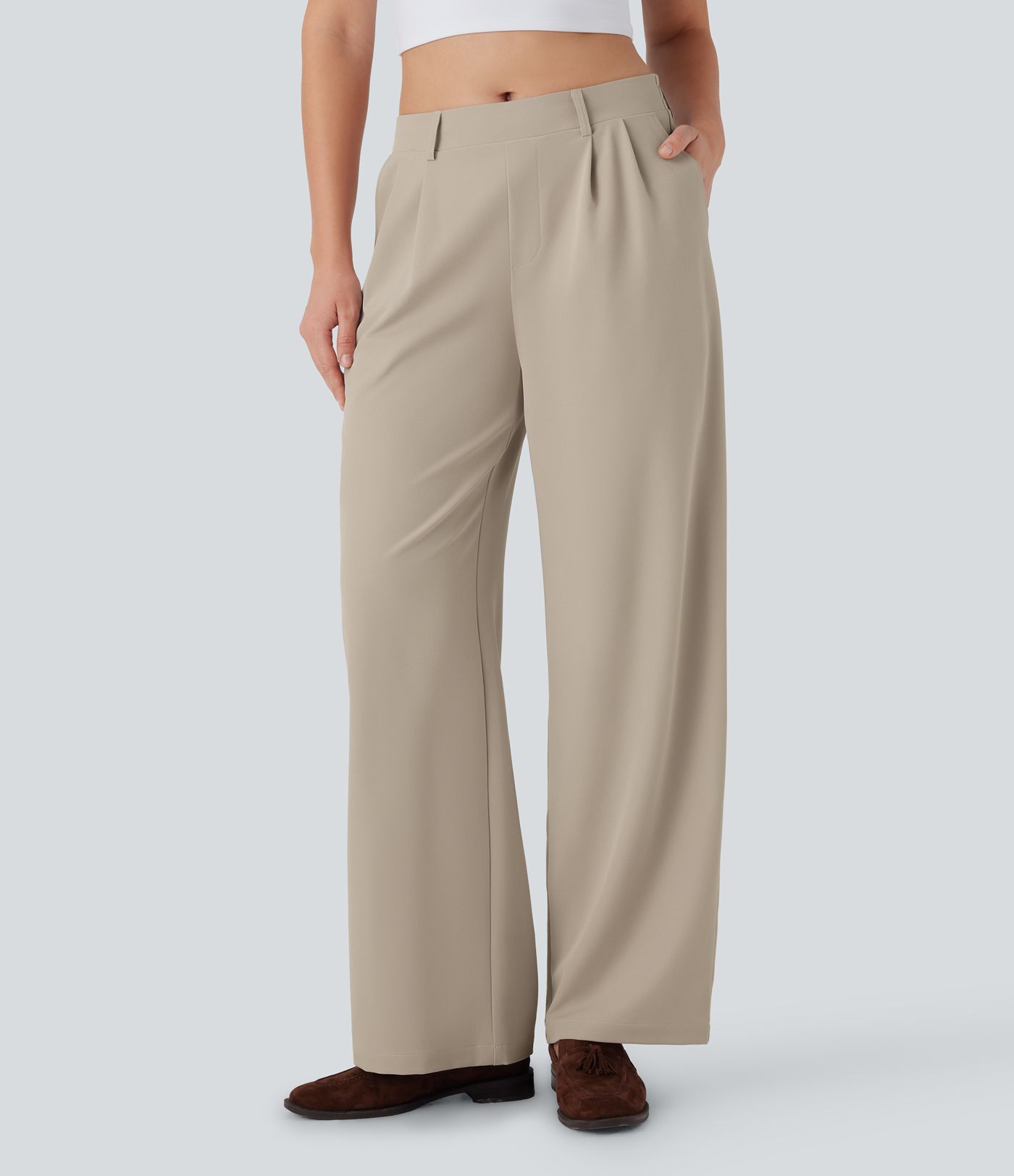 Quick Dry Low Rise Inside Drawstring Straight Leg Casual Pants with Pockets-UPF 40+