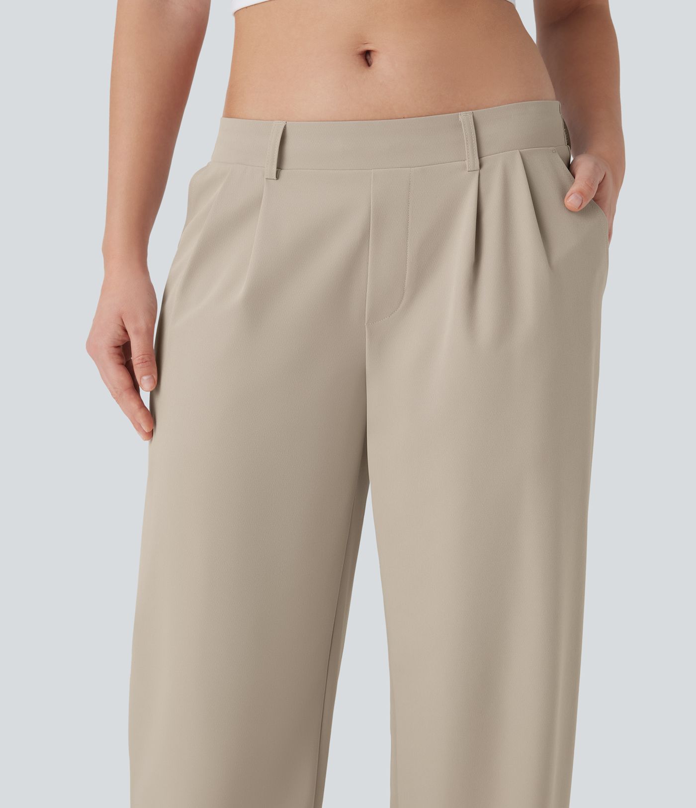 Quick Dry Low Rise Inside Drawstring Straight Leg Casual Pants with Pockets-UPF 40+