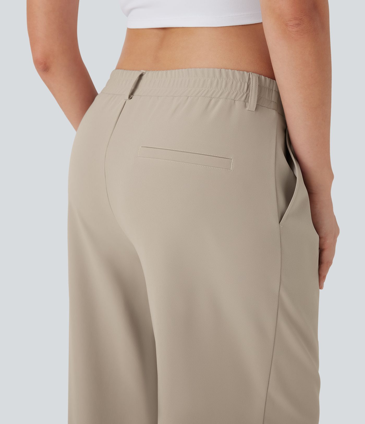 Quick Dry Low Rise Inside Drawstring Straight Leg Casual Pants with Pockets-UPF 40+