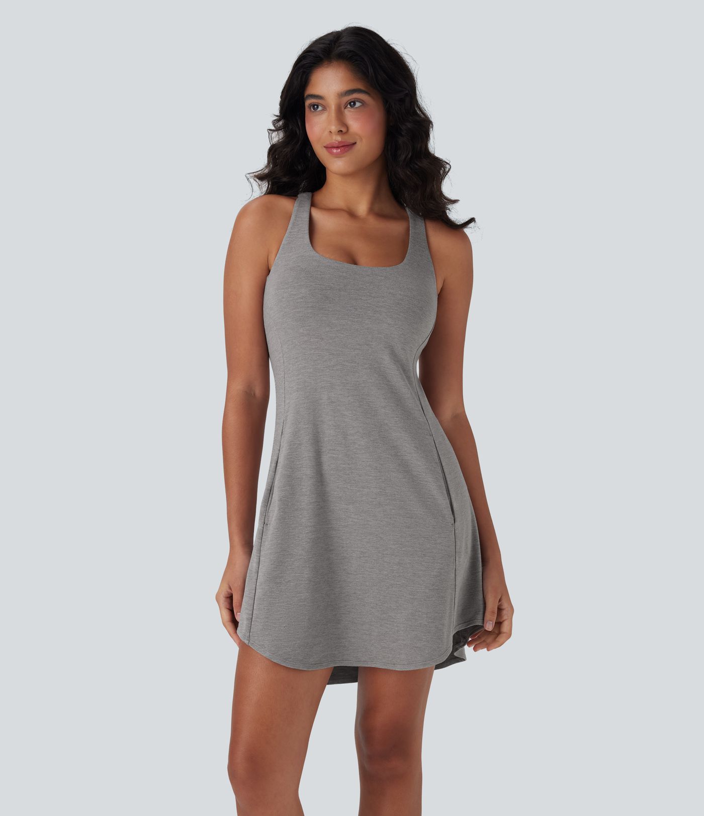 Cut Out Pocket 2-Piece Mini Yoga Active Dress