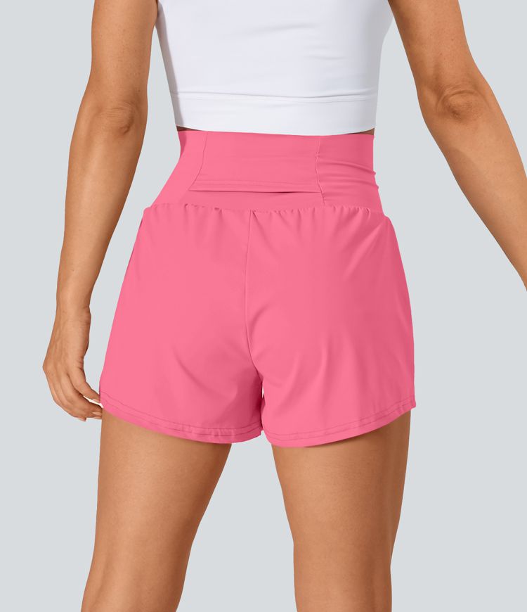 Super High Waisted Back Pocket & Side Hidden Pocket 2-in-1 Yoga Shorts 2.5"